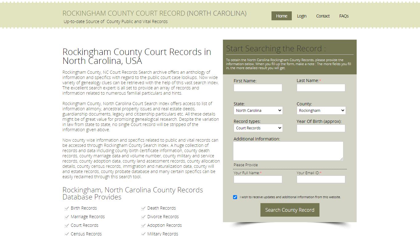 Rockingham County, North Carolina Public Court Records Index